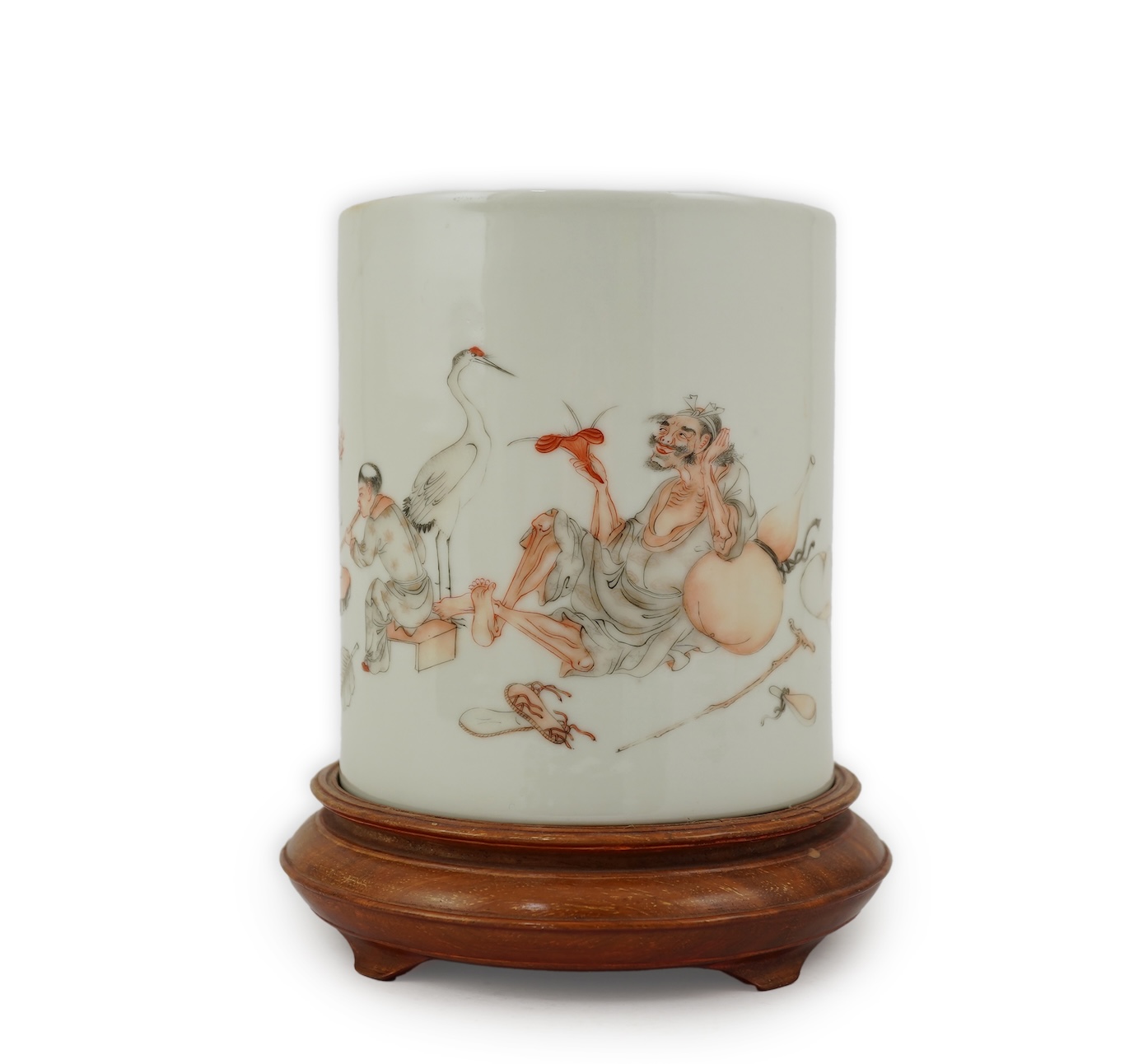 A Chinese enamelled porcelain ‘Li Tieguai’ brushpot, bitong, Republic period
